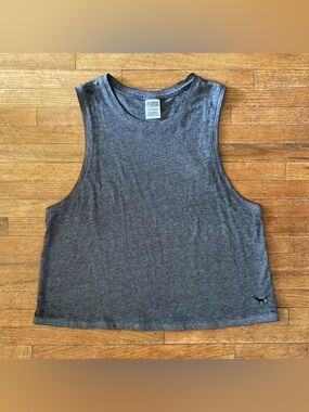Victoria’s Secret PINK Gray Crop Work Out Active Yoga Running Tank Top S